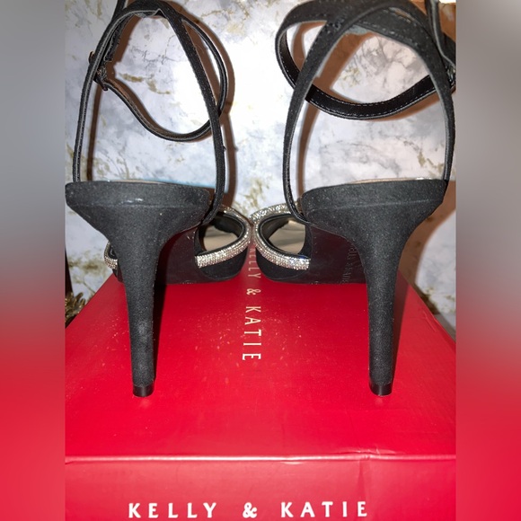 Kelly & Katie Black Blaken Pump Heels Silver Bows Cocktail Party Formal Shoes 7 - Picture 12 of 17
